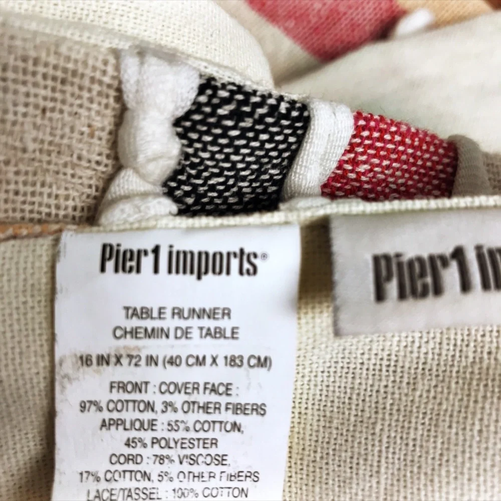 Pier 1 Imports Embellished Tassel Striped Table Runner NWT